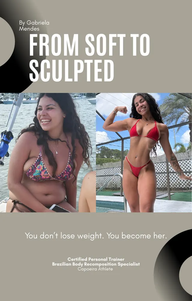 Page 1 of From Soft to Sculpted: the cover, with Gabi's before and after.